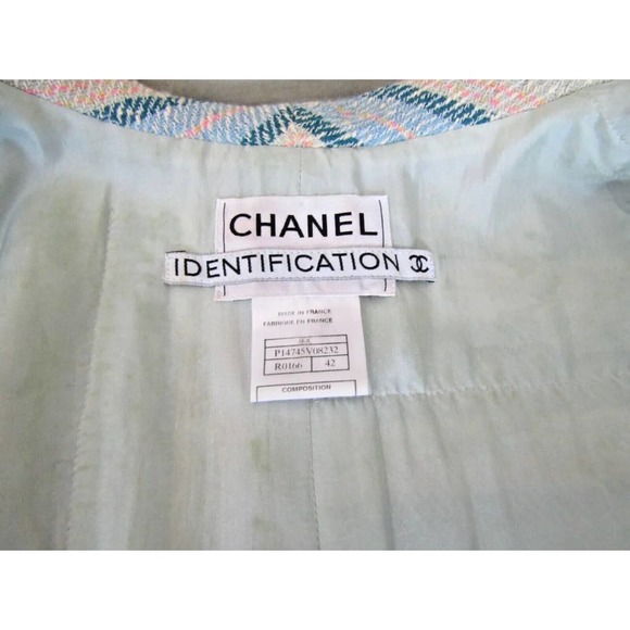 Chanel Blue & Beige Striped Wool Blend Jacket Coat Size 42, Medium - Picture 8 of 12